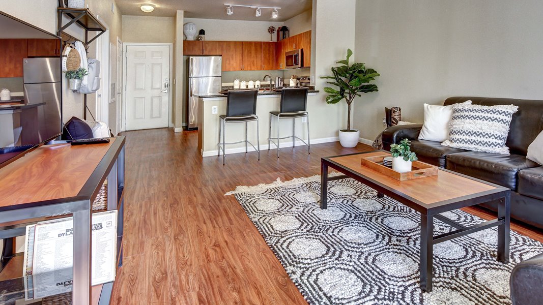 Kitchen at 26 West, a student housing apartment complex in West Campus.