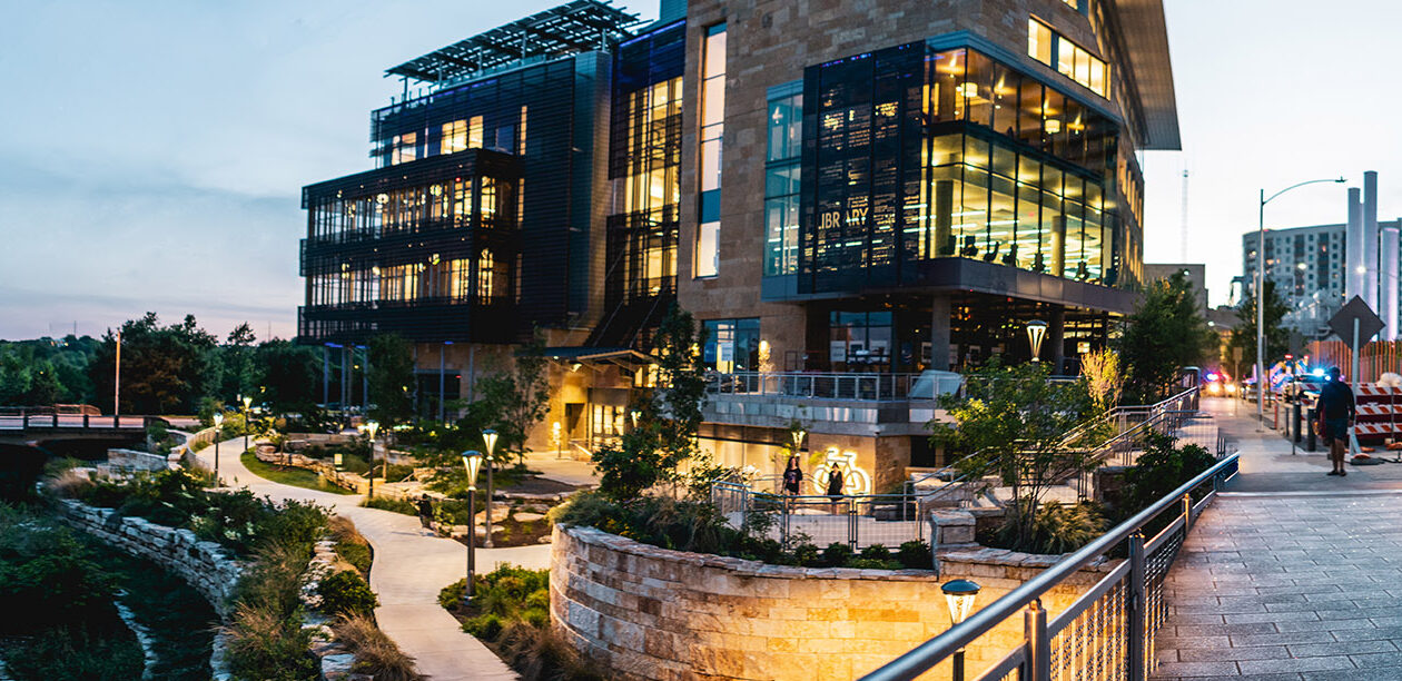 Exterior view of the Austin Central Library