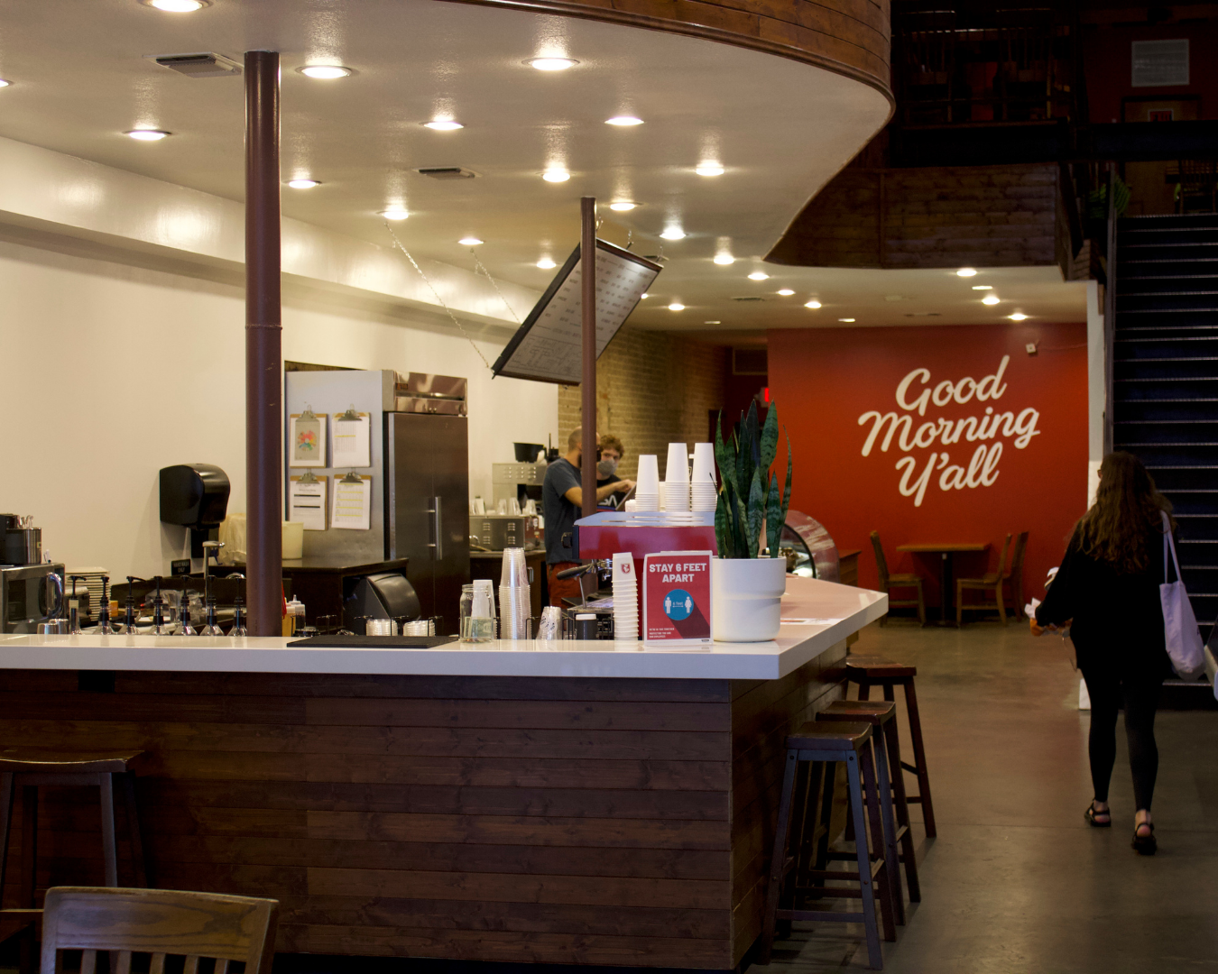 Inside the first floor of Medici Roasting Coffee Shop on Guadalupe across the street from the University of Texas at Austin