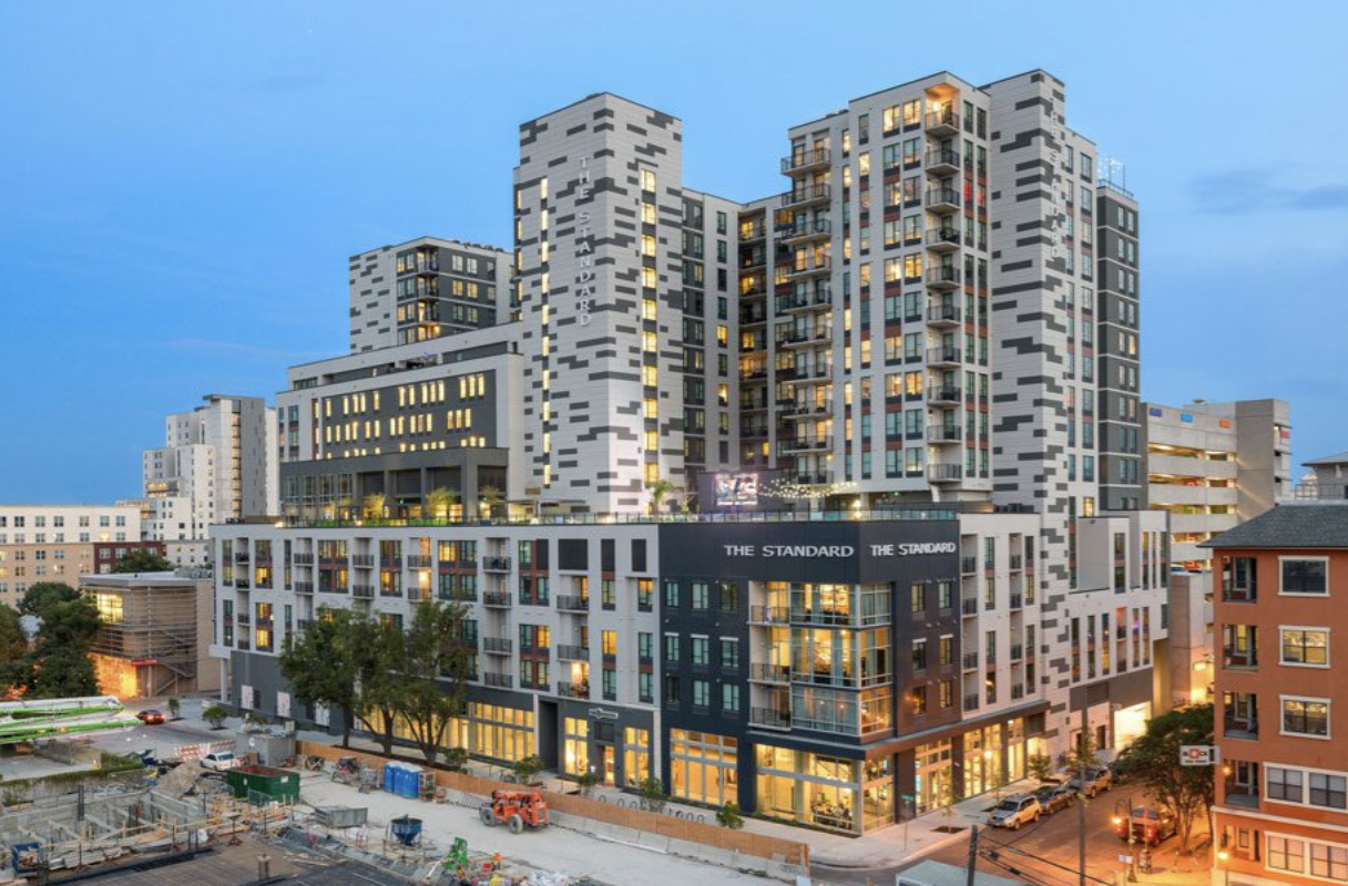 Exterior rendering of the Standard, a student housing apartment in West Campus Austin. 