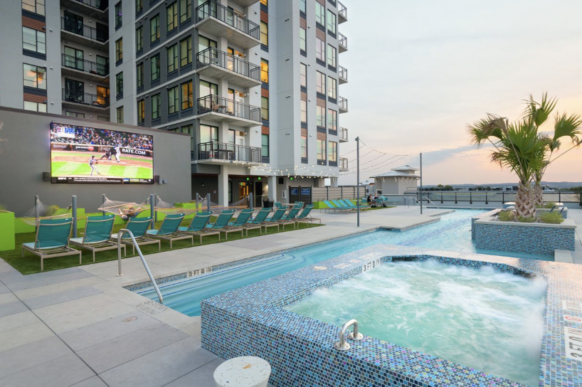 Pool deck at the Standard at Austin in West Campus.