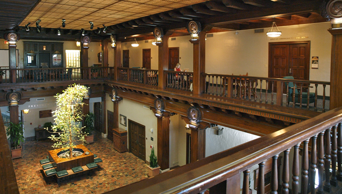 Overlooking the Texas Union from the second floor study space