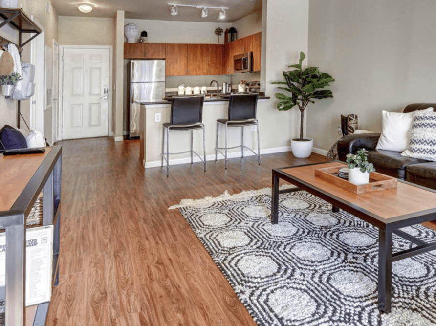 Kitchen at 26 West, a student housing apartment complex in West Campus.