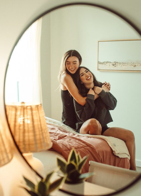 two roommates in mirror