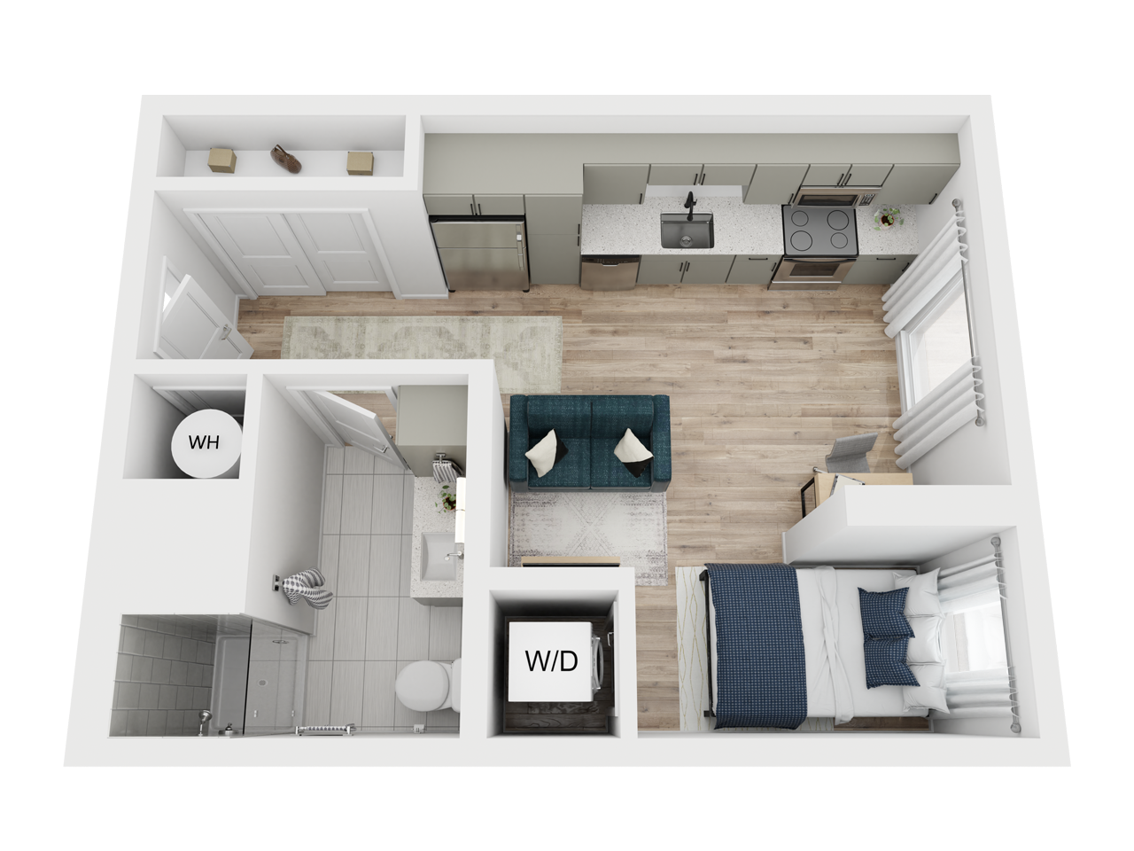 3D floor plan of The Burro.