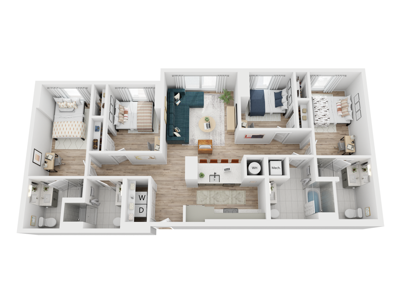 3D floor plan of The Foxtail.