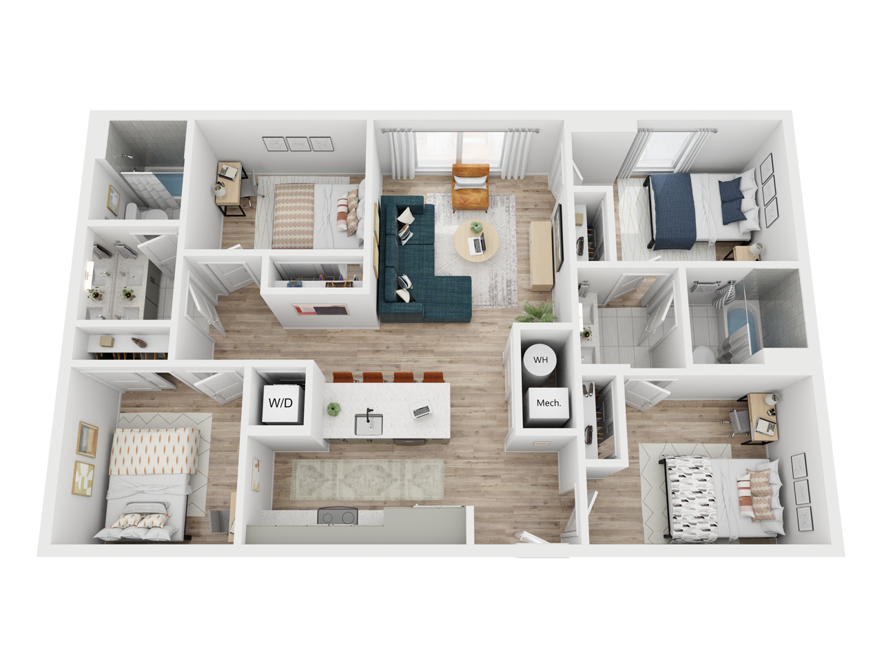 3D floor plan of The Moonstone.