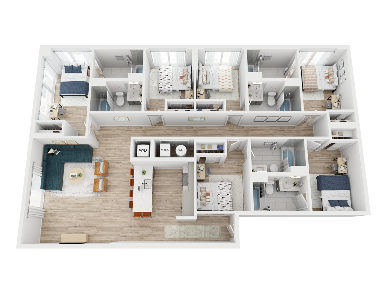 3D floor plan of The Prickly Pear.