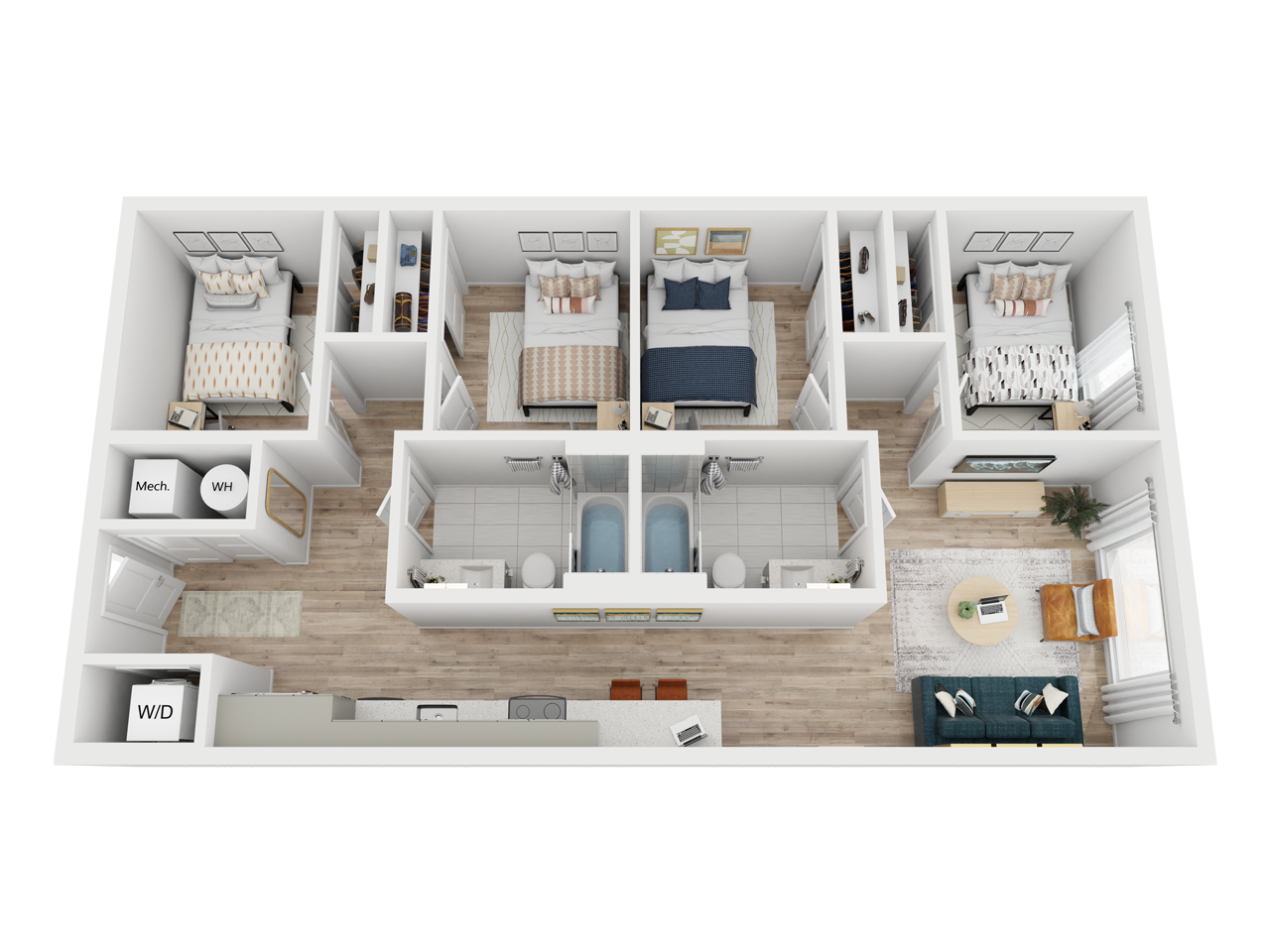 3D floor plan of The Sandstone.