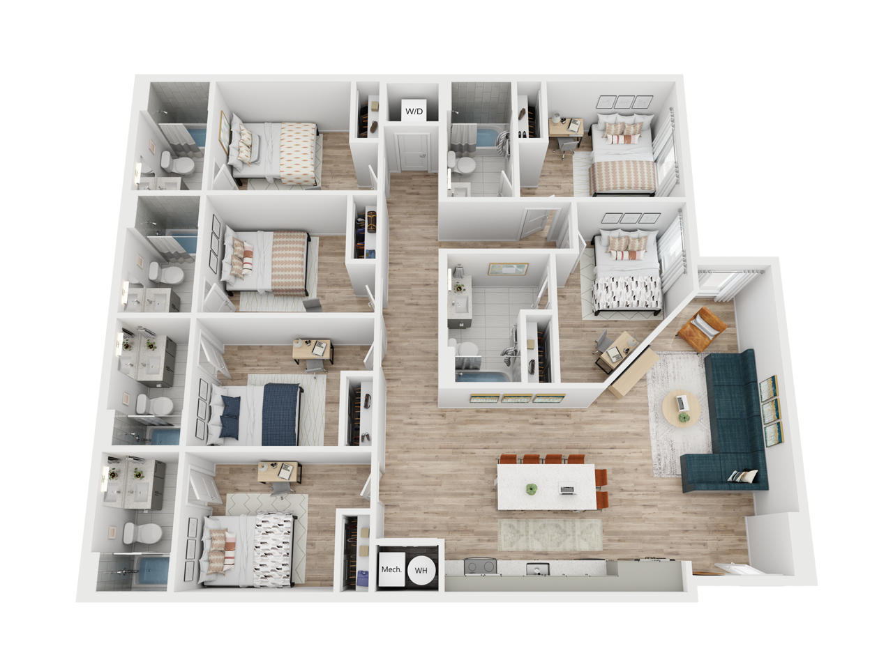 3D floor plan of The Santa Fe