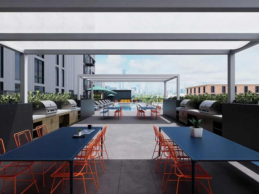 Rendering of Union on San Antonio rooftop deck