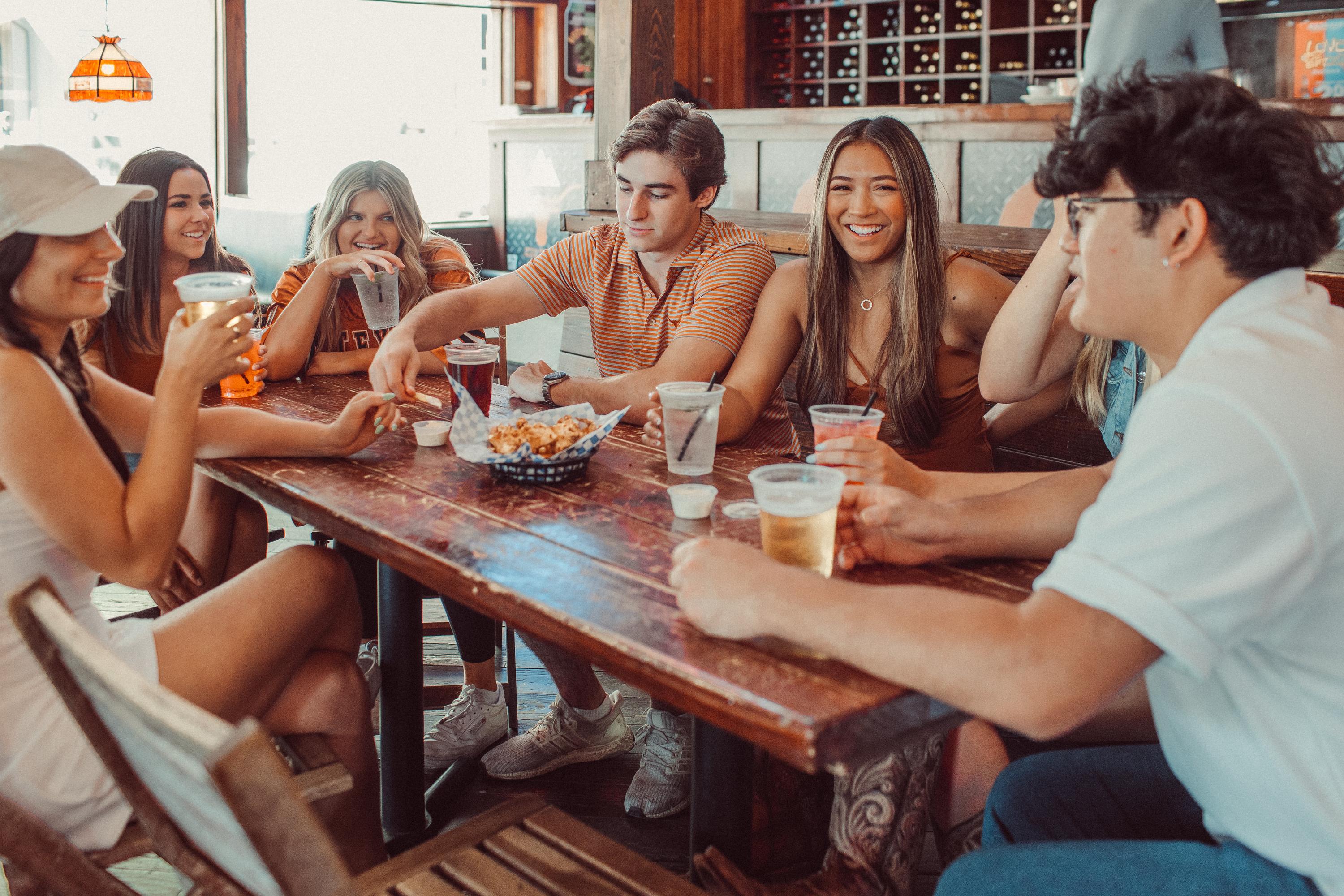 UT Freshmen hanging out at Cain and Abel's in West Campus