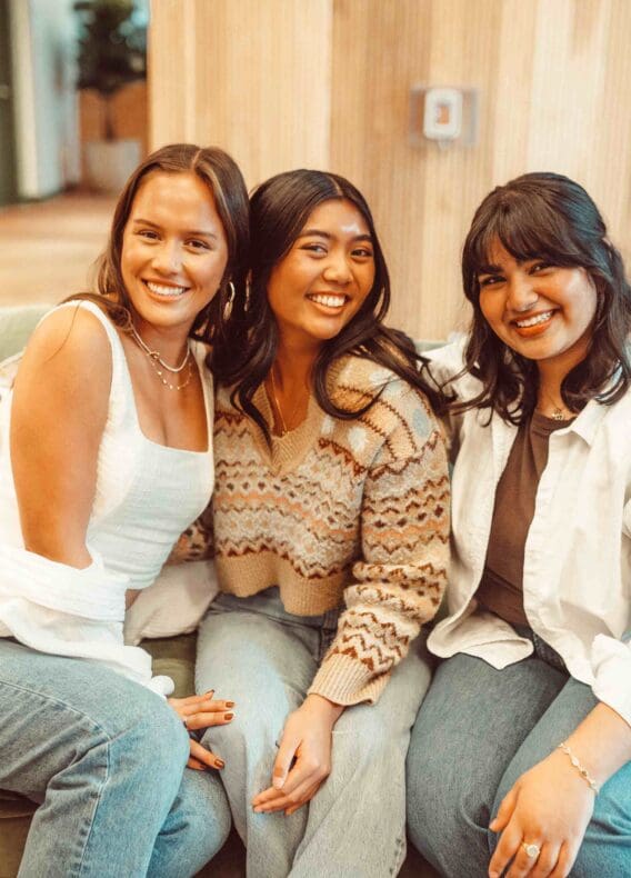 Girls hugging in Rambler ATX's lobby
