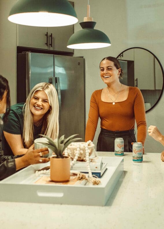 4 UT girls at Rambler ATX kitchen