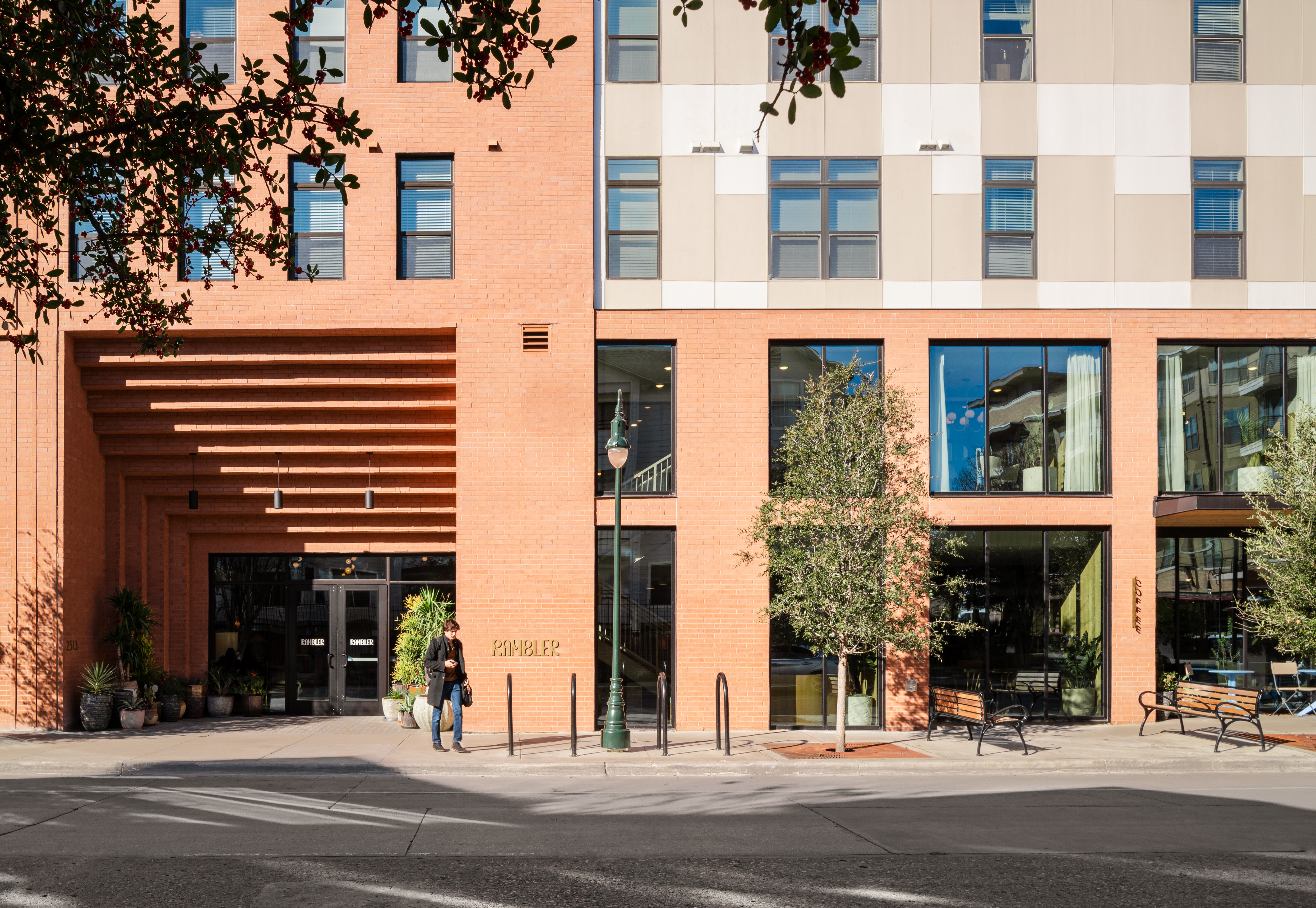 Exterior of Rambler Austin, a student housing community near the University of Texas at Austin.